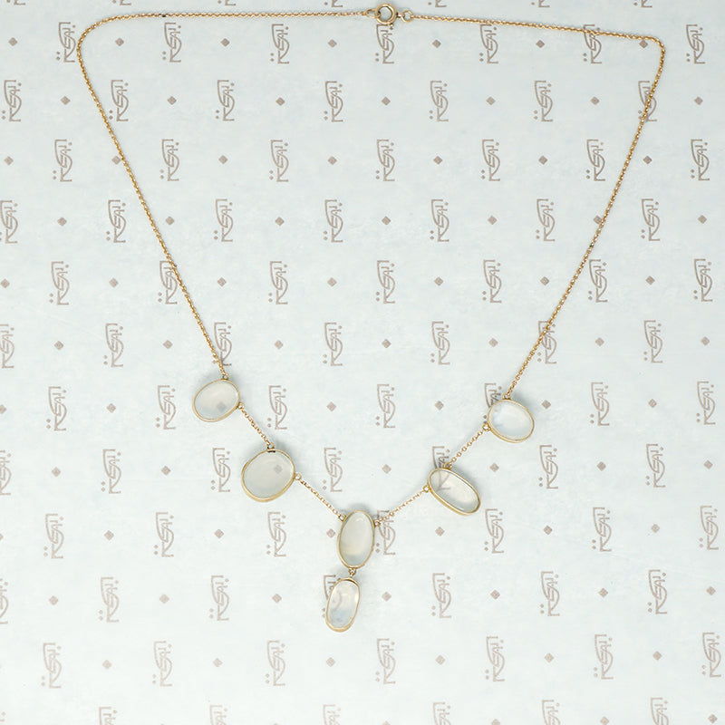 moonstone necklace in gold back view