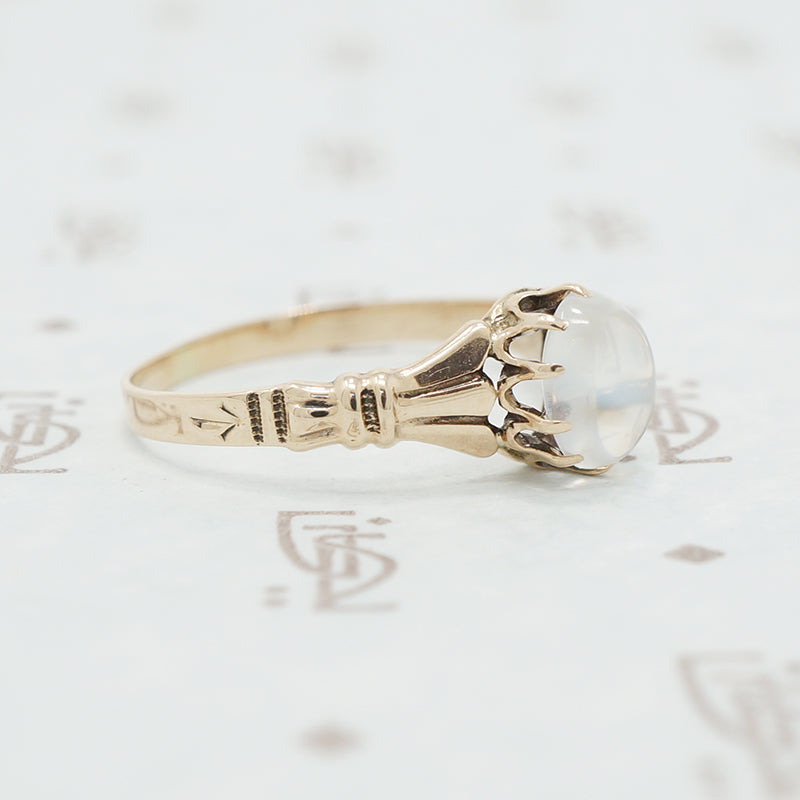 rose gold moonstone ring victorian side view