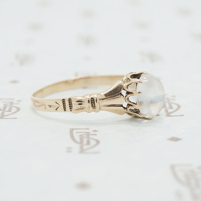 rose gold moonstone ring victorian side view