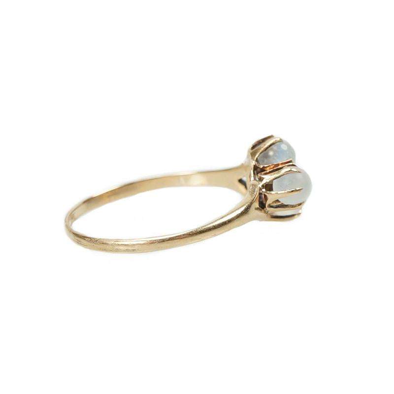 Lucky Clover Moonstone and Rose Gold Vintage Ring