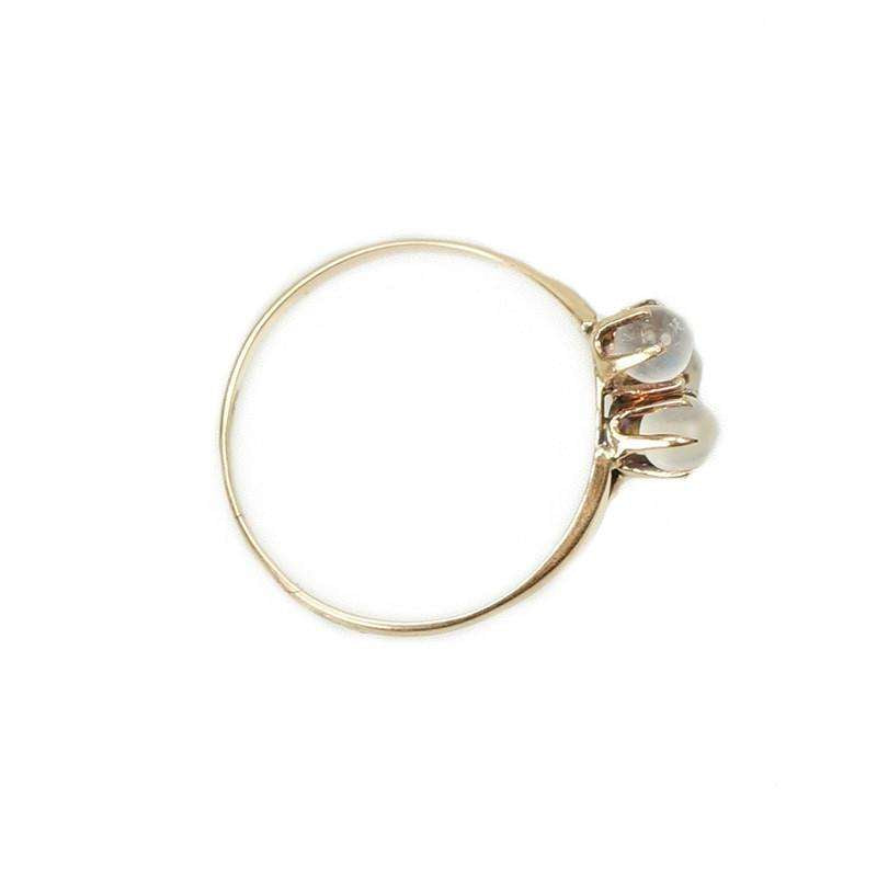 Lucky Clover Moonstone and Rose Gold Vintage Ring