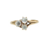 Lucky Clover Moonstone and Rose Gold Vintage Ring