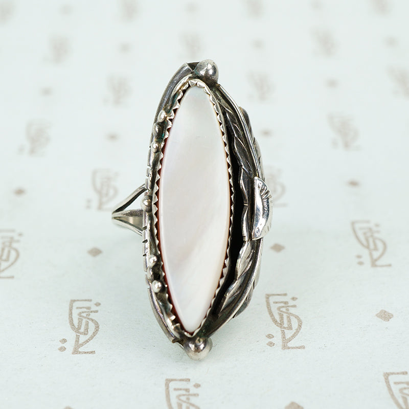 sterling silver native american mother of pearl ring