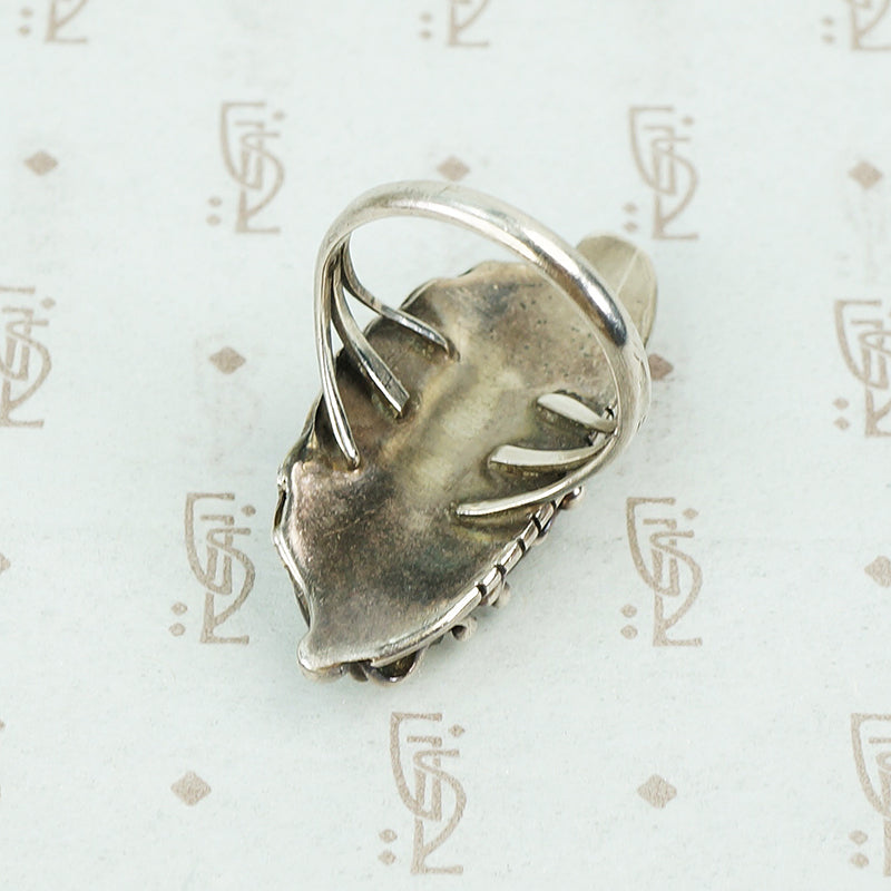sterling silver native american mother of pearl ring back view