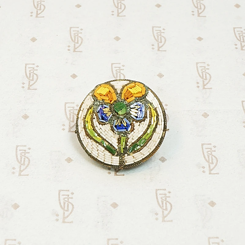 Vibrant Iris Micro Mosaic Brooch