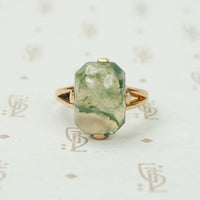 Vintage Rose Gold Moss Agate Ring