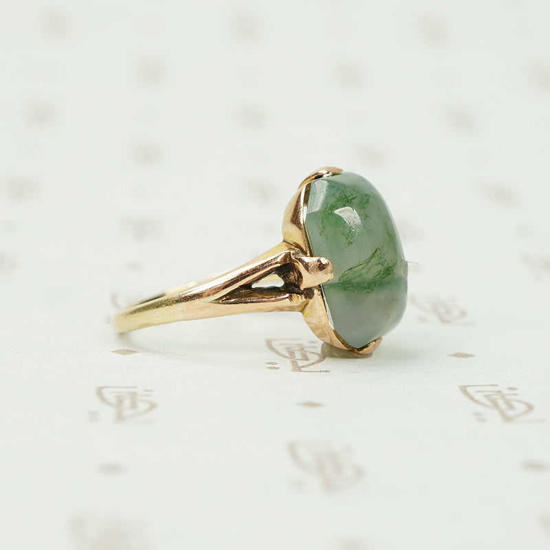 Vintage Rose Gold Moss Agate Ring