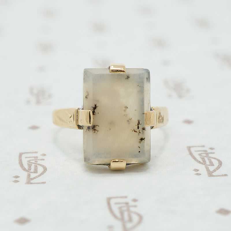 gold moss agate ring
