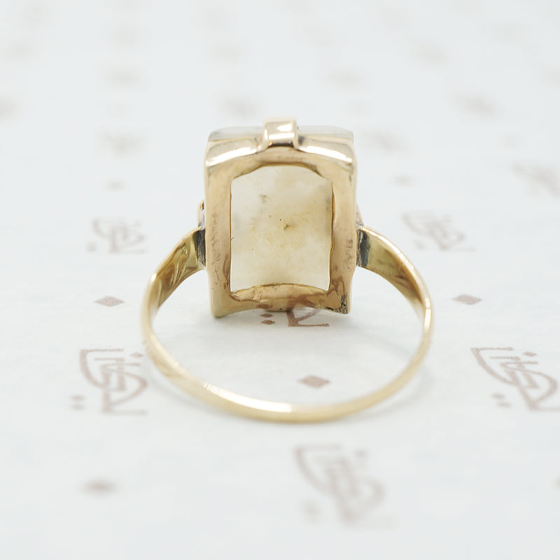 gold moss agate ring back