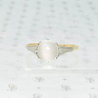 grey moonstone ring set in 9k yellow gold and platinum vintage