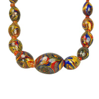 Beautiful Long Antique Venetian Glass Bead Necklace - Gem Set Love