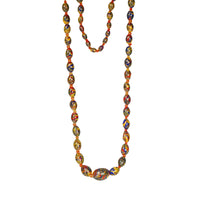 Beautiful Long Antique Venetian Glass Bead Necklace - Gem Set Love