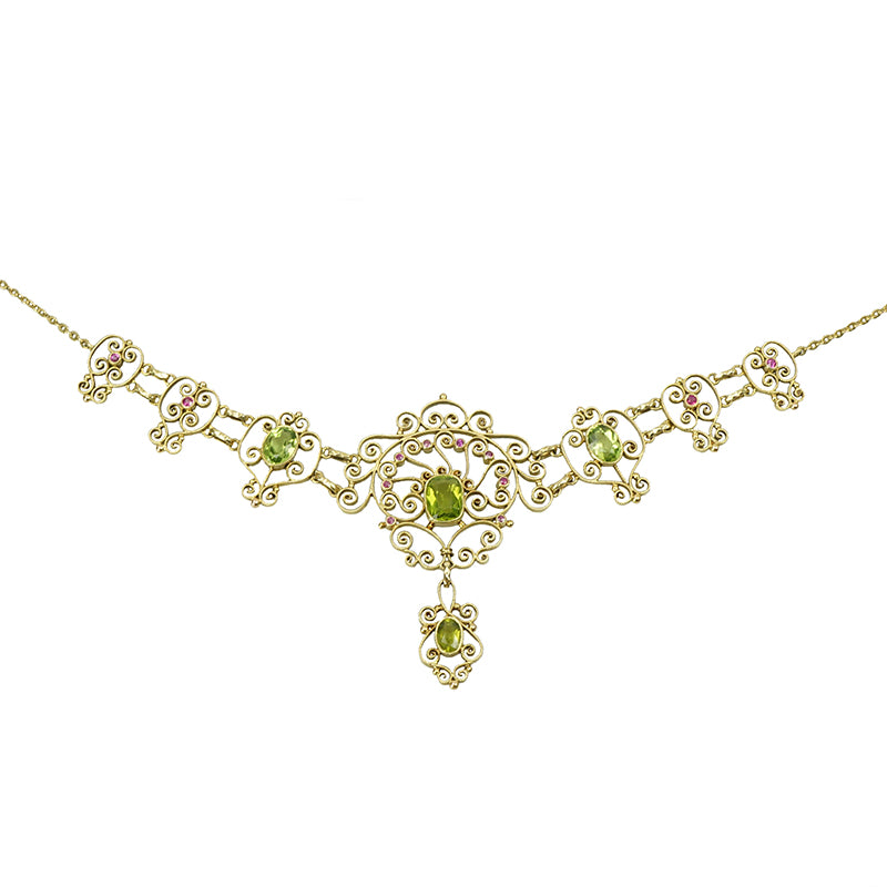 Gem Set Gold Necklace by London Jewelers Murrle and Bennett - Gem Set Love