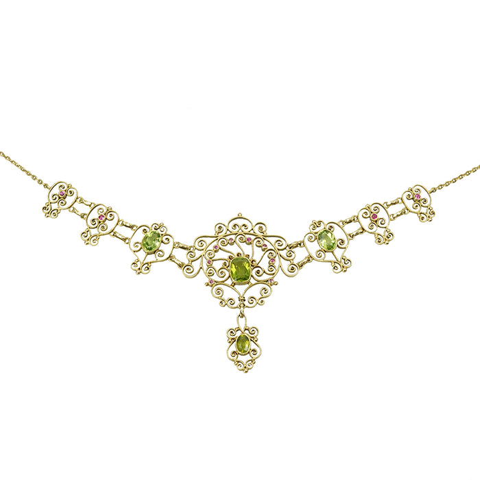Gem Set Gold Necklace by London Jewelers Murrle and Bennett - Gem Set Love
