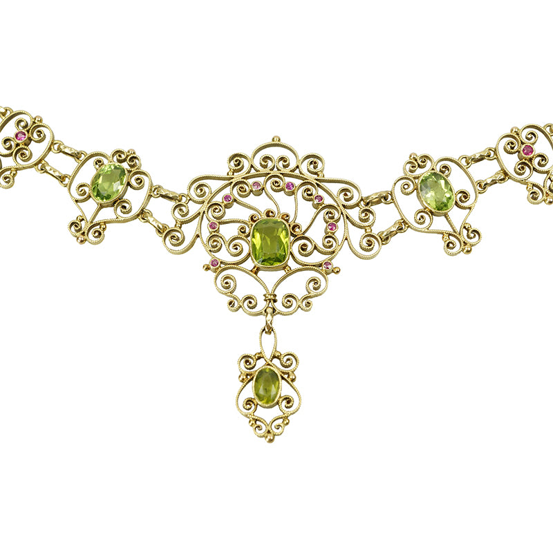 Gem Set Gold Necklace by London Jewelers Murrle and Bennett - Gem Set Love