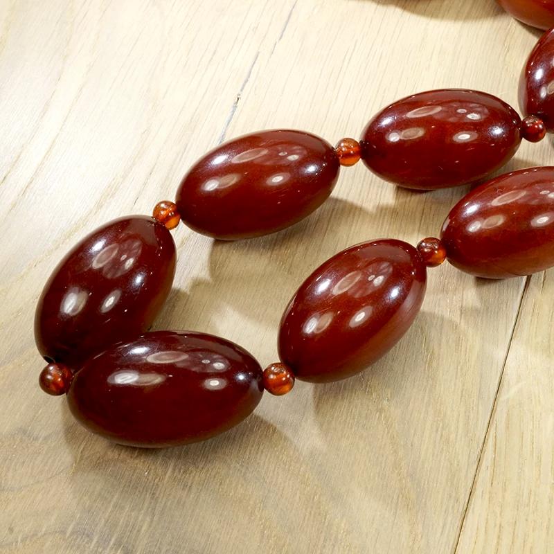 Rare Red Amber Beads with Gold Clasp