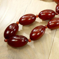 Rare Red Amber Beads with Gold Clasp