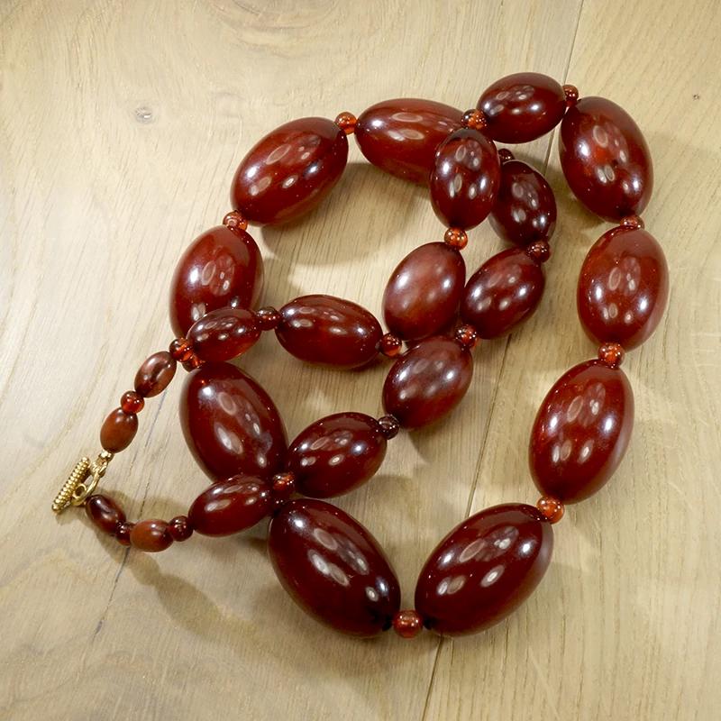 Rare Red Amber Beads with Gold Clasp