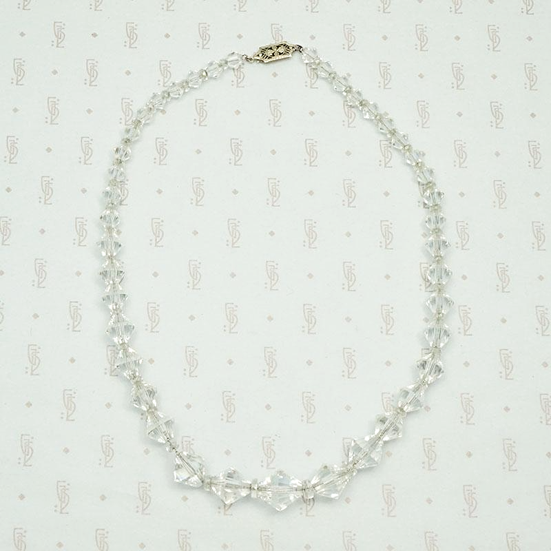 Art Deco Graduated Bicone Glass Bead Necklace