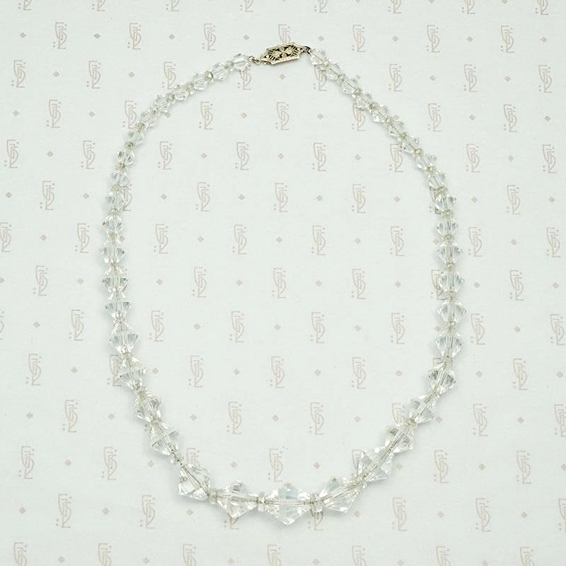 Art Deco Graduated Bicone Glass Bead Necklace