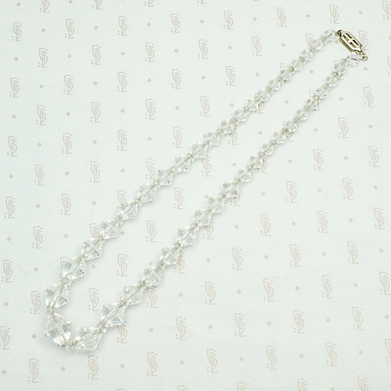 Art Deco Graduated Bicone Glass Bead Necklace