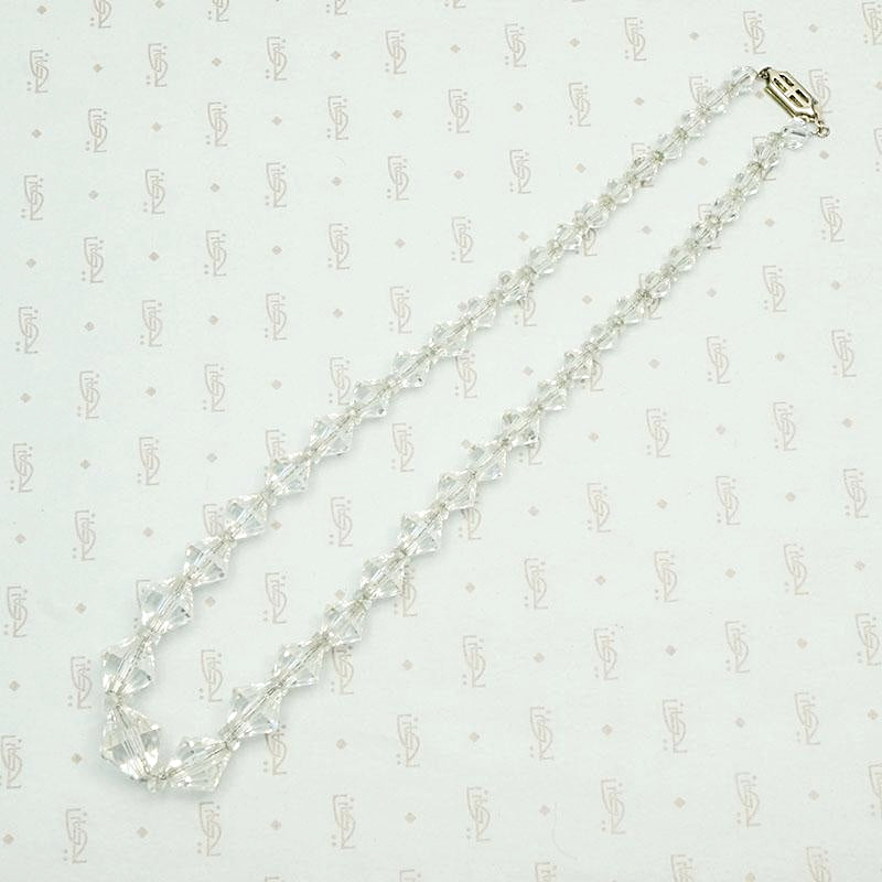 Art Deco Graduated Bicone Glass Bead Necklace