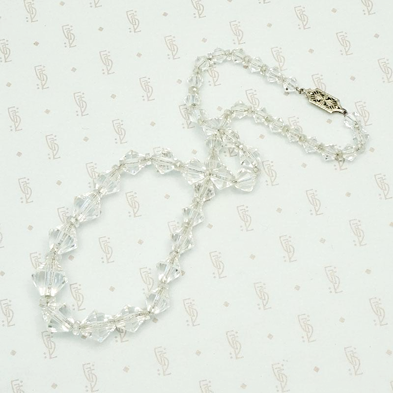 Art Deco Graduated Bicone Glass Bead Necklace