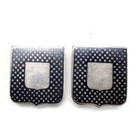 Shield Shaped Silver Niello Enamel Cufflinks circa 1900