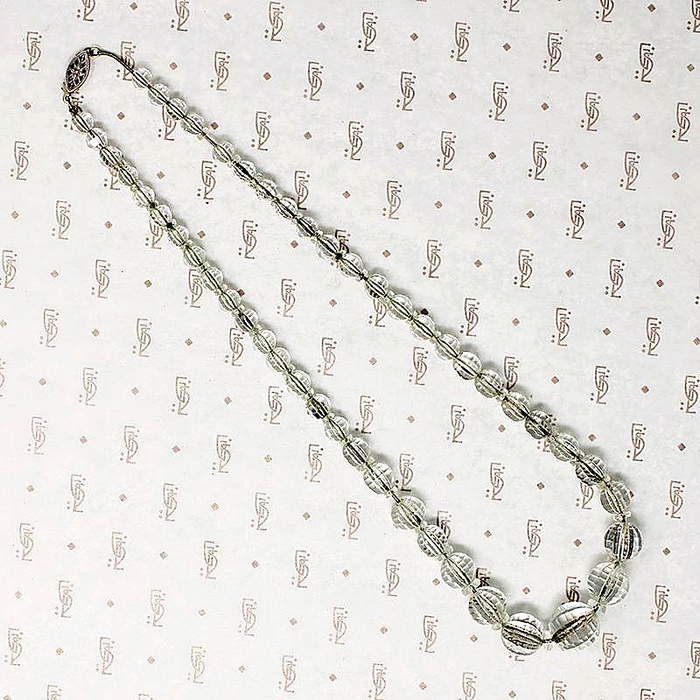 Glittering Tiny Facets Rock Crystal Beads on Silver