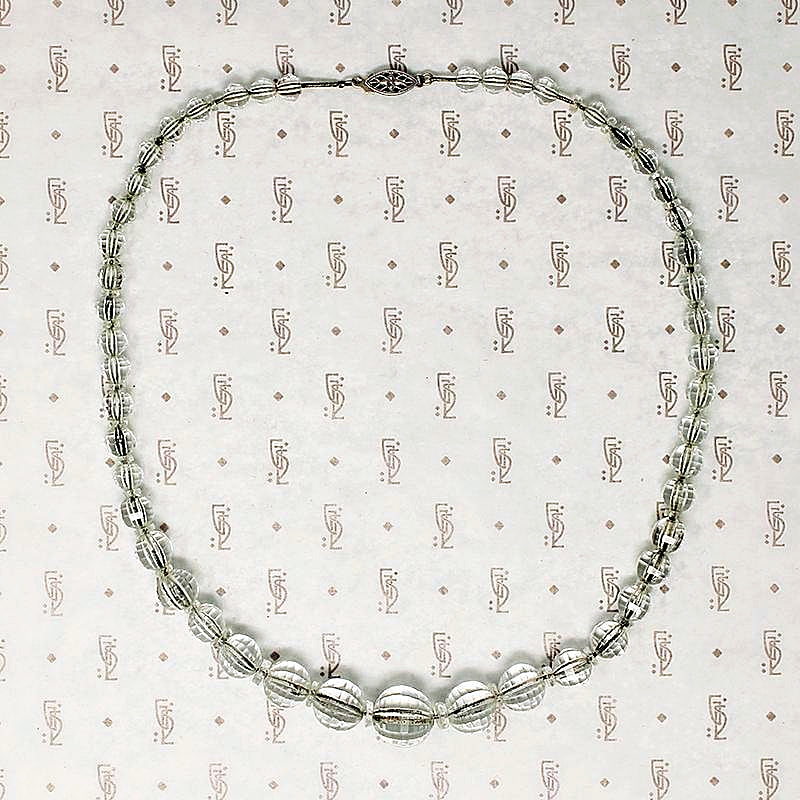 Glittering Tiny Facets Rock Crystal Beads on Silver