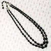 Two Strand Graduated Black Glass Bead Necklace