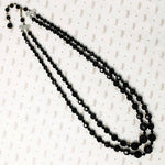 Two Strand Graduated Black Glass Bead Necklace
