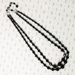 Two Strand Graduated Black Glass Bead Necklace