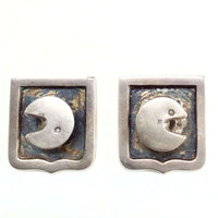 Shield Shaped Silver Niello Enamel Cufflinks circa 1900