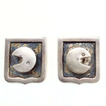 Shield Shaped Silver Niello Enamel Cufflinks circa 1900