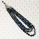 Dynamite Three Strand Black AB Glass Bead Necklace