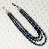 Dynamite Three Strand Black AB Glass Bead Necklace