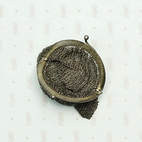 Wee French Purse in Silver Chain Mail. Open mouth view.