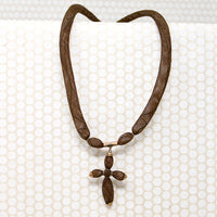 Victorian Woven Hair Necklace with Cross