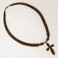 Victorian Woven Hair Necklace with Cross