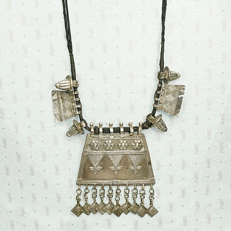 Antique Moroccan Silver Panel Necklace