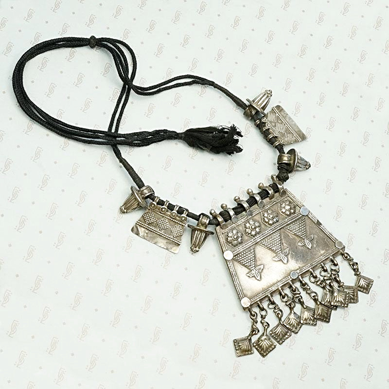 Antique Moroccan Silver Panel Necklace