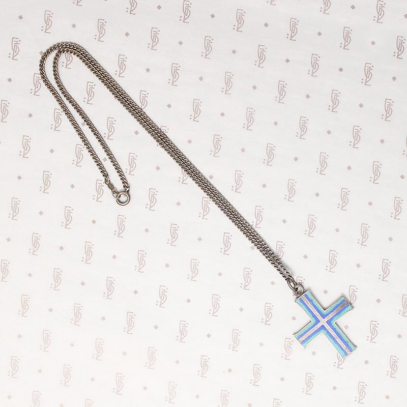 High Grade Silver Enameled Vintage Cross