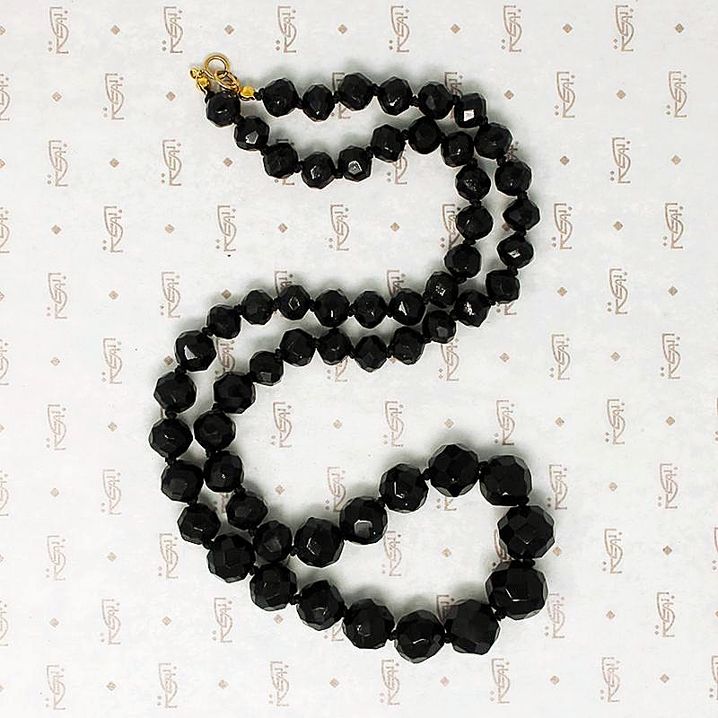 Victorian Strand of English Black Glass Beads