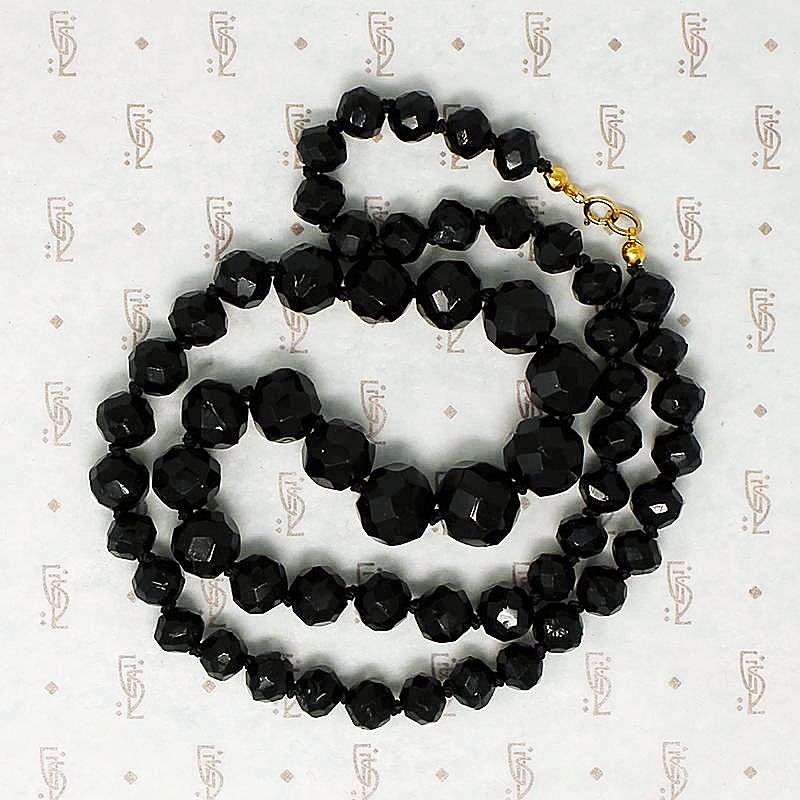 Victorian Strand of English Black Glass Beads