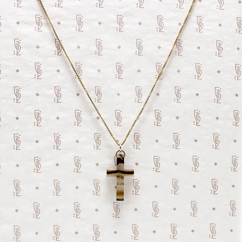 Edwardian Banded Agate Cross Necklace