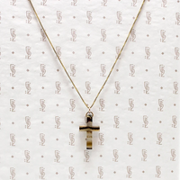 Edwardian Banded Agate Cross Necklace