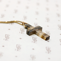 Edwardian Banded Agate Cross Necklace