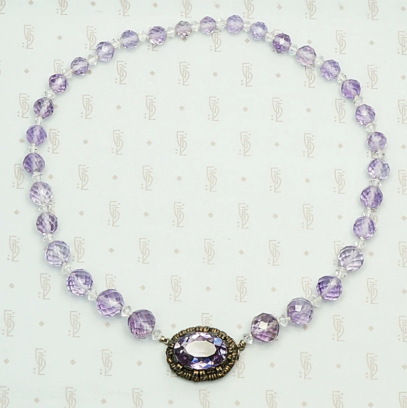 1920s Amethyst Bead Necklace with Decorative Clasp