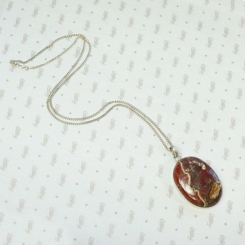 Rich Earth-Toned Jasper Pendant in Silver